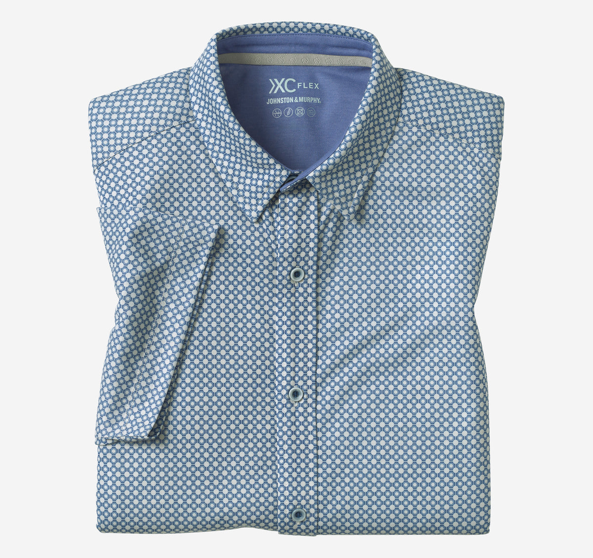 XC Flex® Short-Sleeve Print Knit Shirt- Light Gray Heather