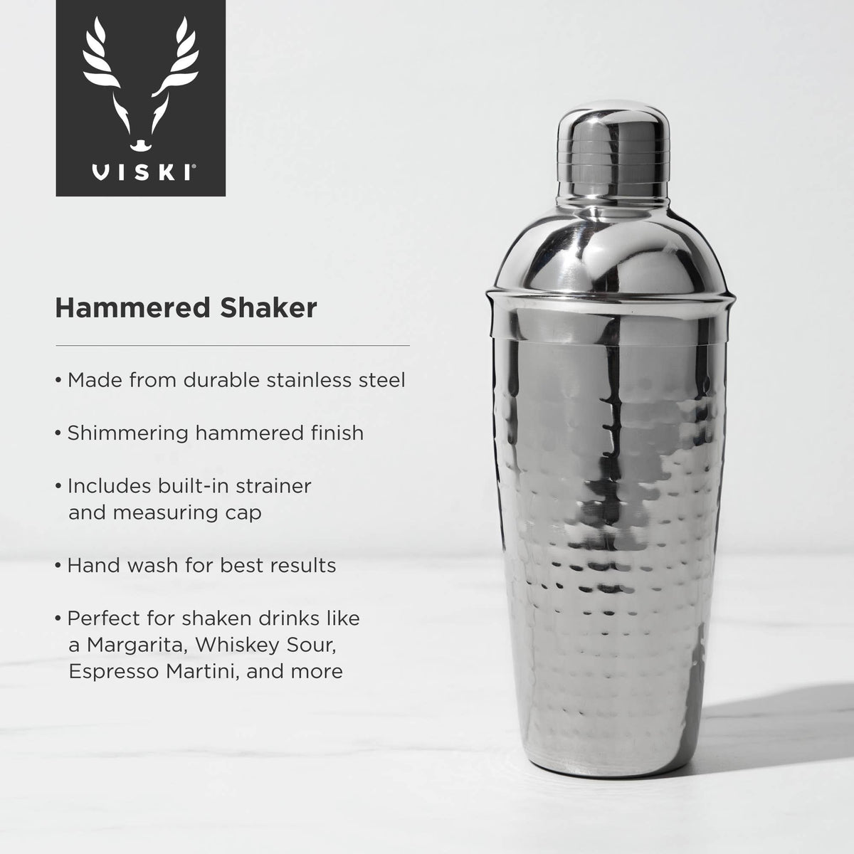 Irving™ Hammered Stainless Steel Cocktail Shaker-Viski