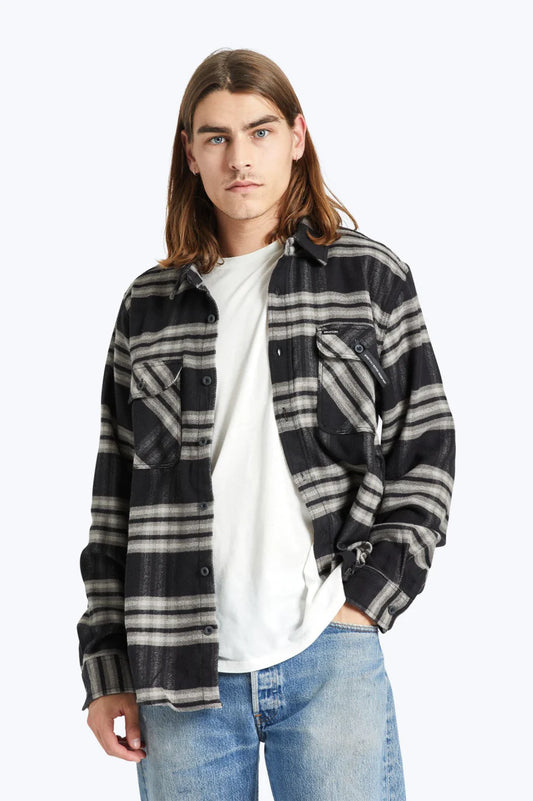 Bowery Stretch Water Resistant Flannel - Black/Charcoal- Brixton