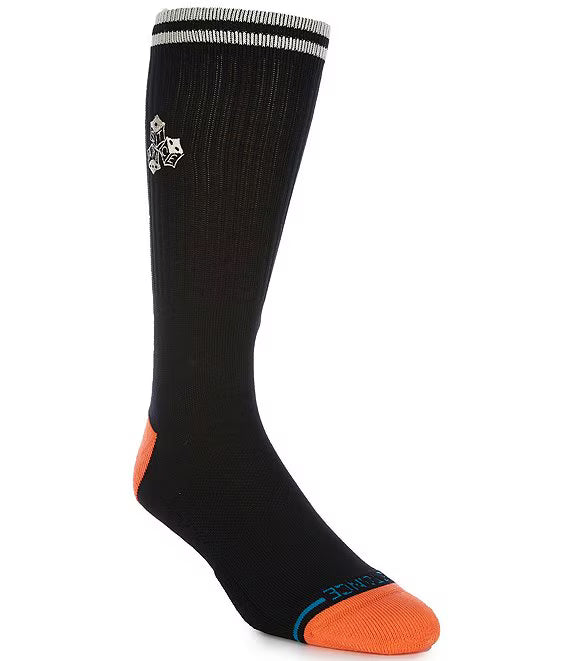 High Roller Crew Socks - Black and Orange - STANCE