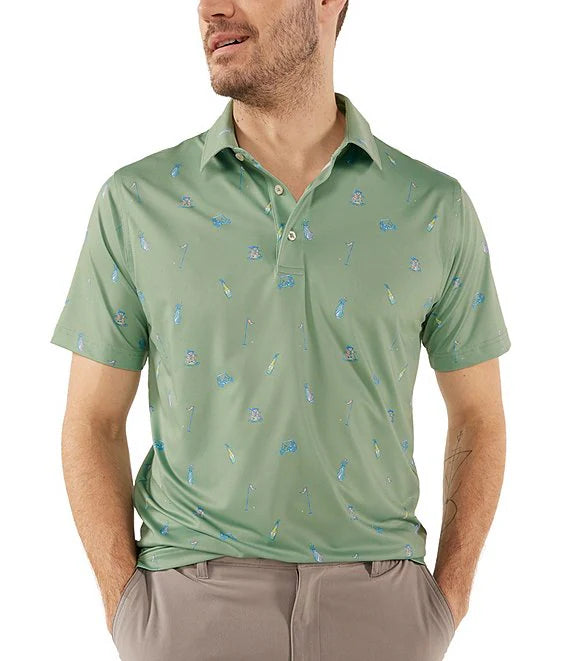 The Go For It- Olive SS Performance Polo- Chubbies