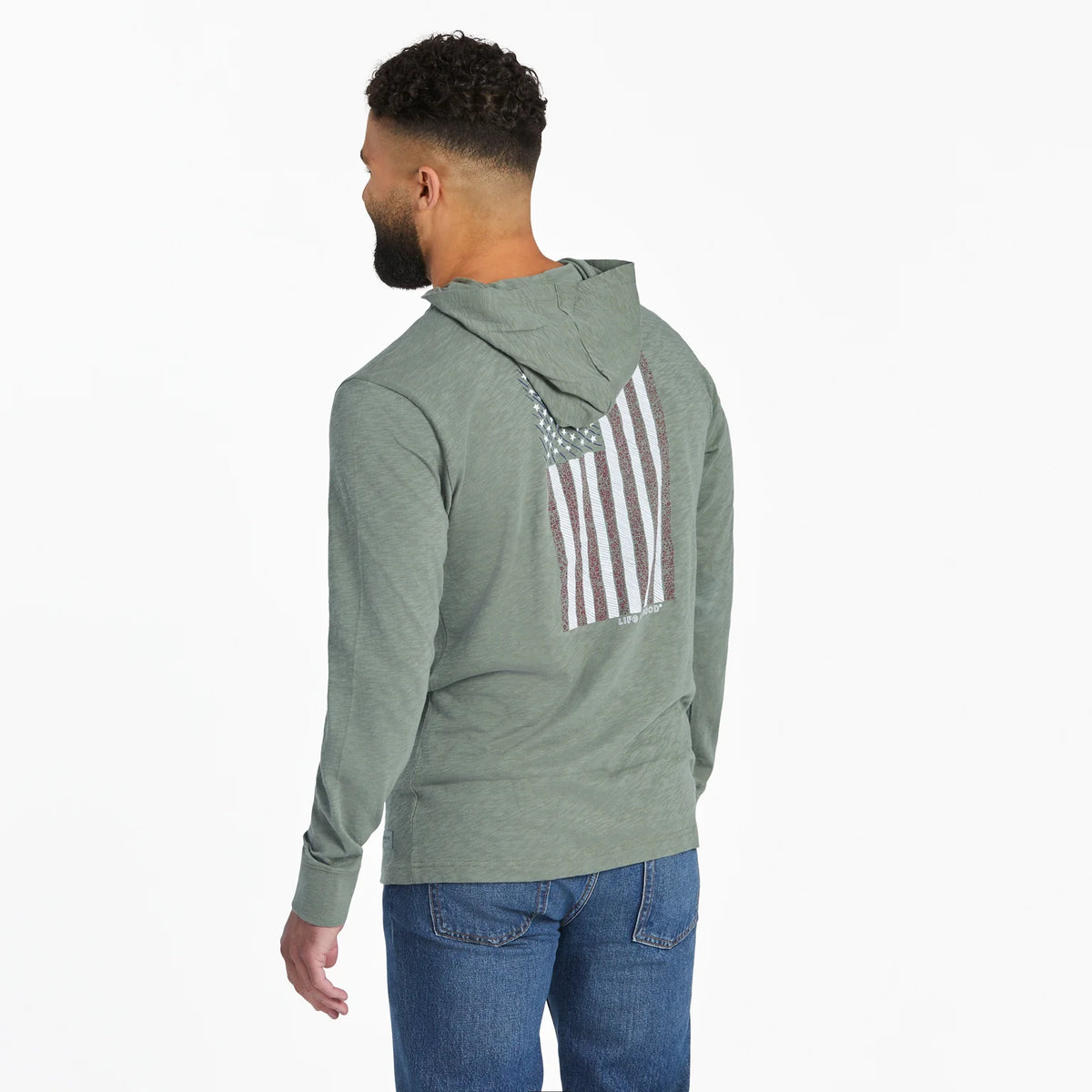 Men's Vertical USA Flag Slub Hoodie