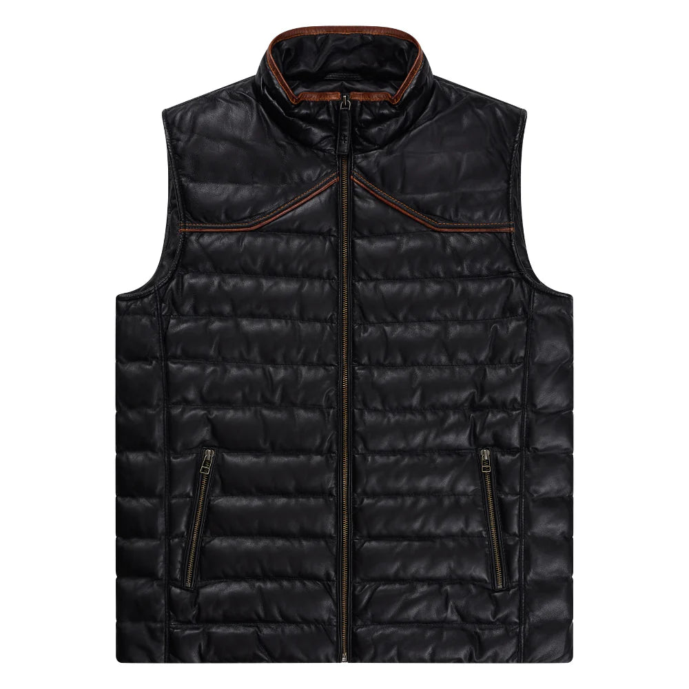 MAVERICK LEATHER VEST - Black