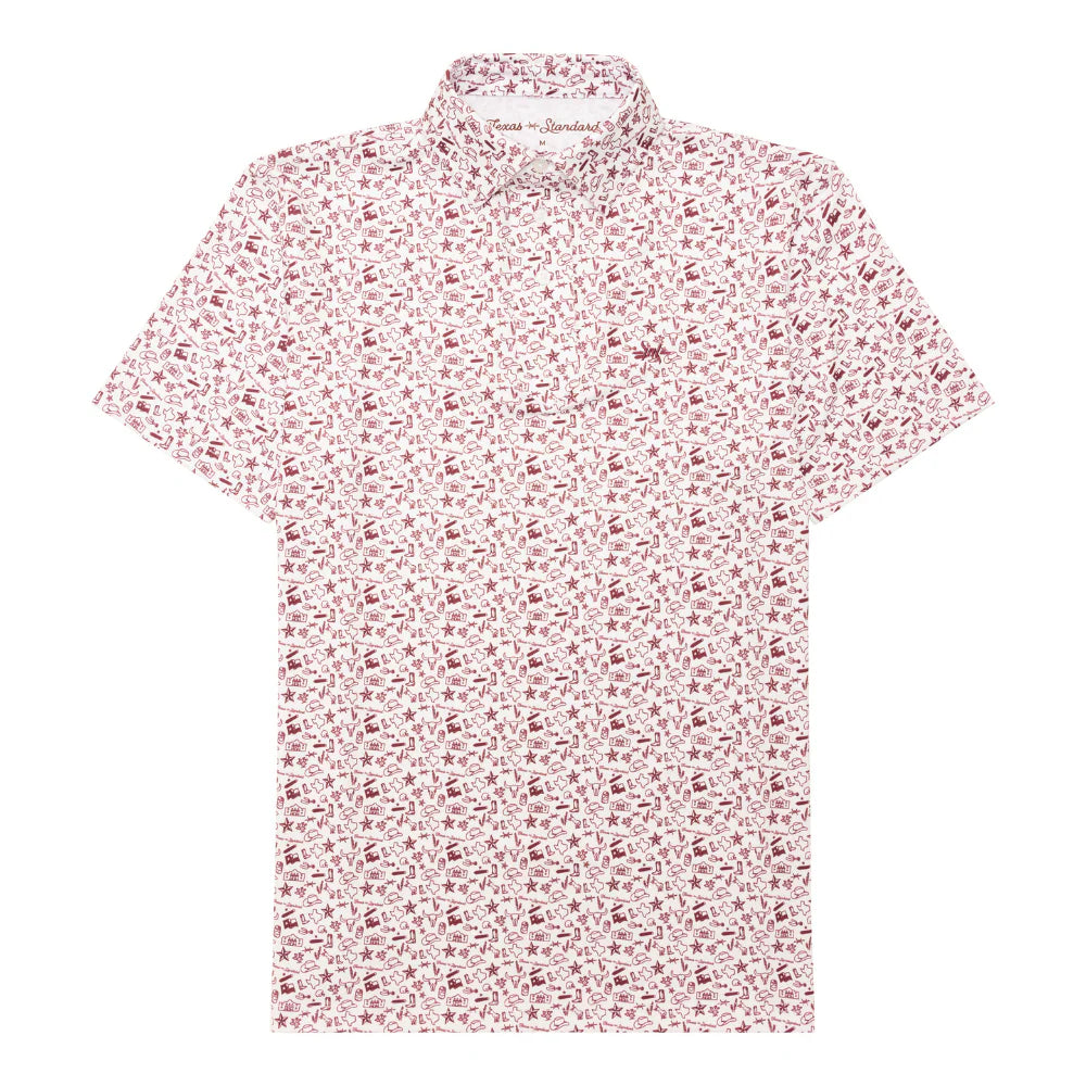 Outlaw Traditions Polo - Texas Icons Maroon
