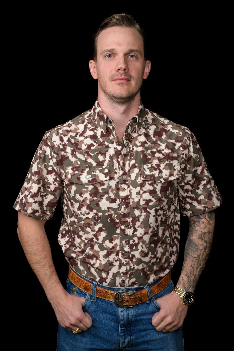 FERRELL CAMO LITE SHORT SLEEVE PEARL SNAP