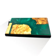 Wood and Resin Pop-Up Wallet - Cyan