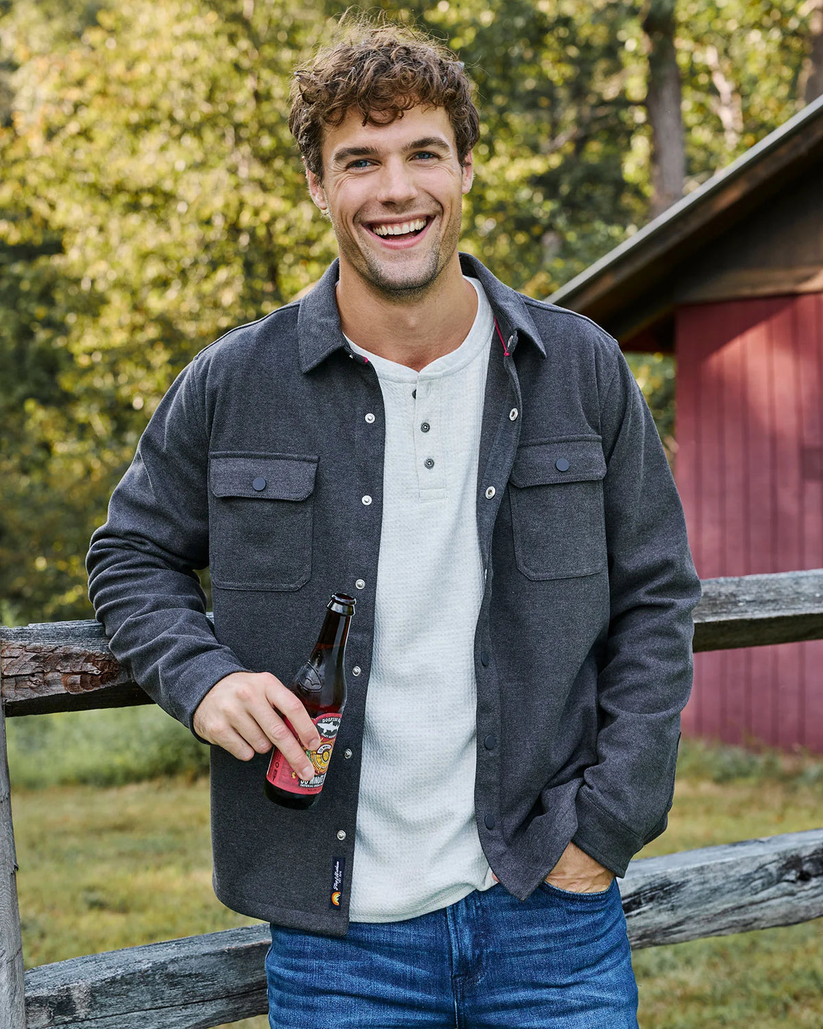 F&A - CHATSWORTH SOFT WAFFLE HENLEY - Grey