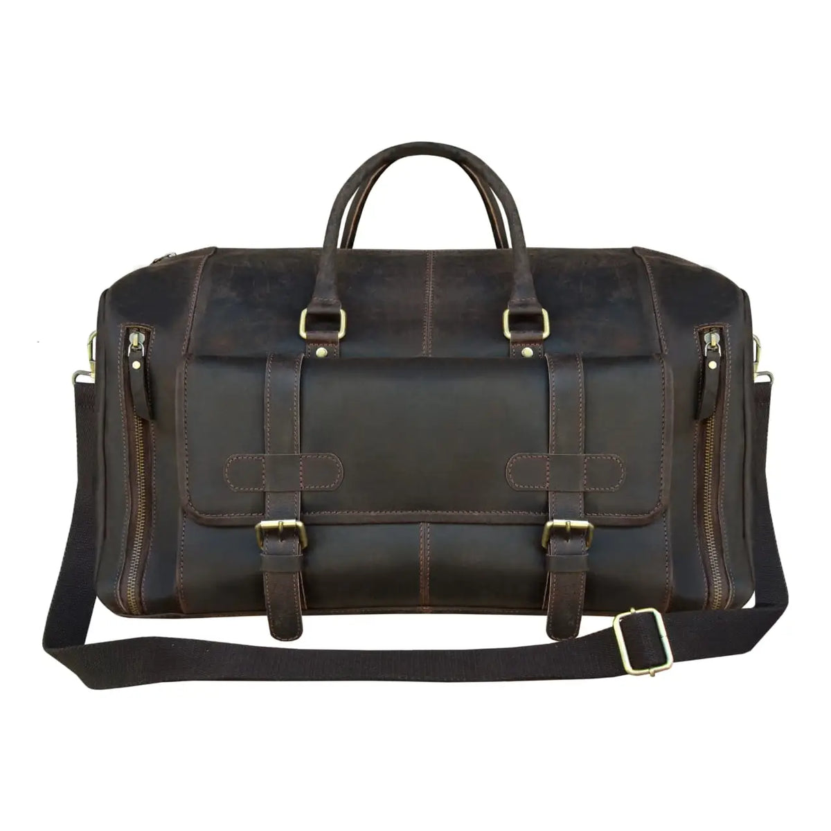 Brown Leather Vintage Weekender Carry-On Luggage