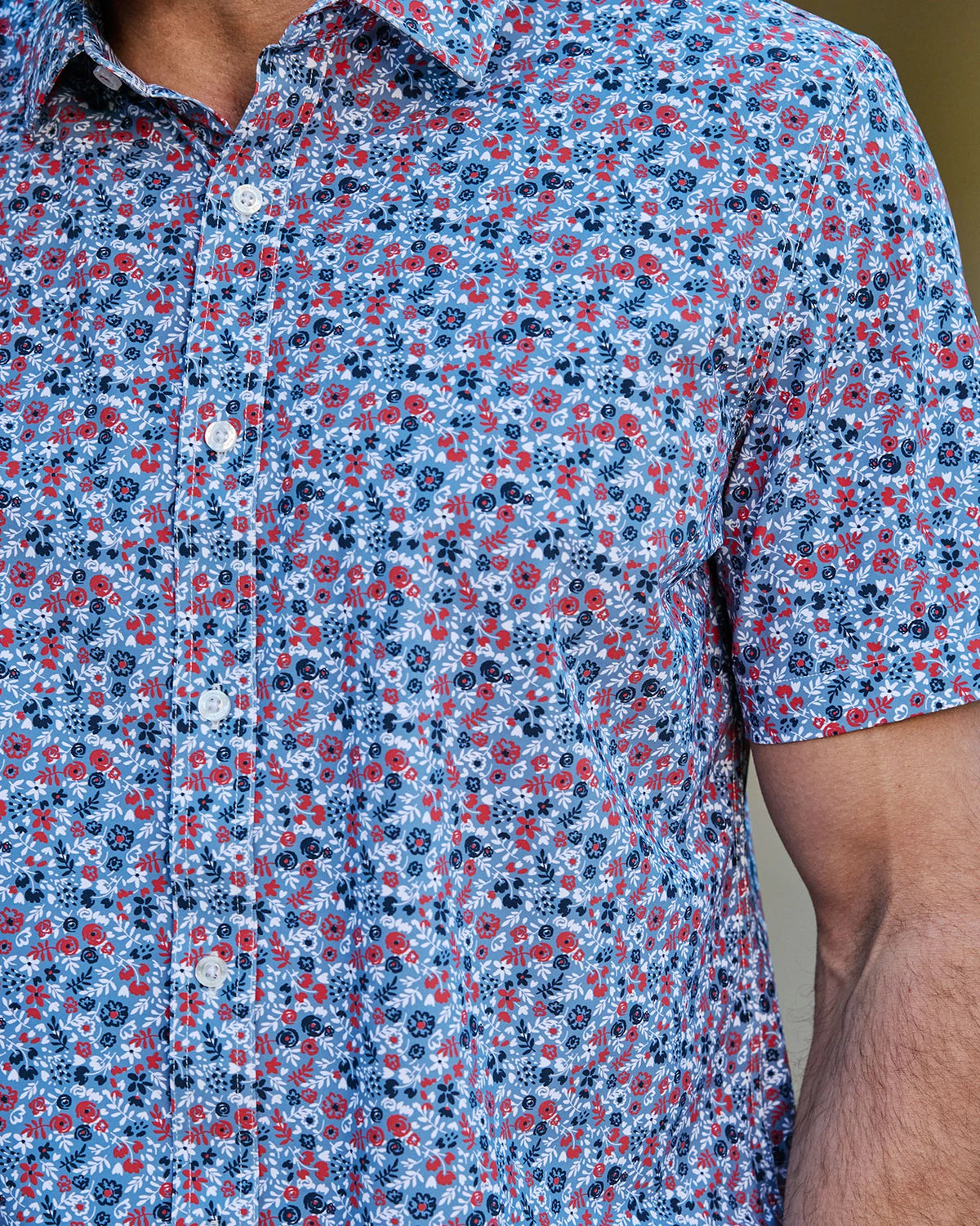Journey Stretch Shirt - Red/Navy/White