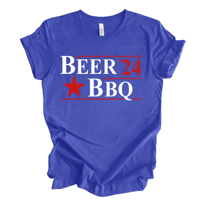 Beer & BBQ Tee- Summer Royal Blue- Faire