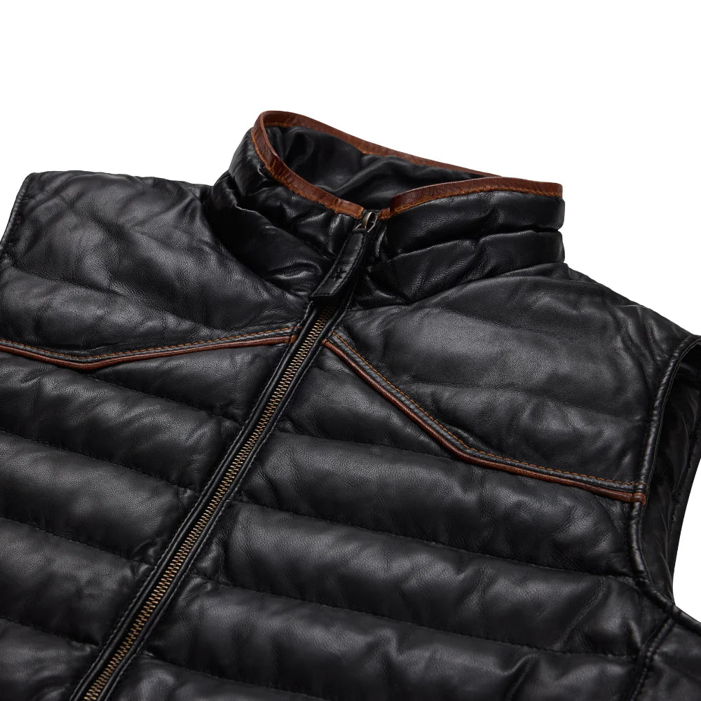 MAVERICK LEATHER VEST - Black