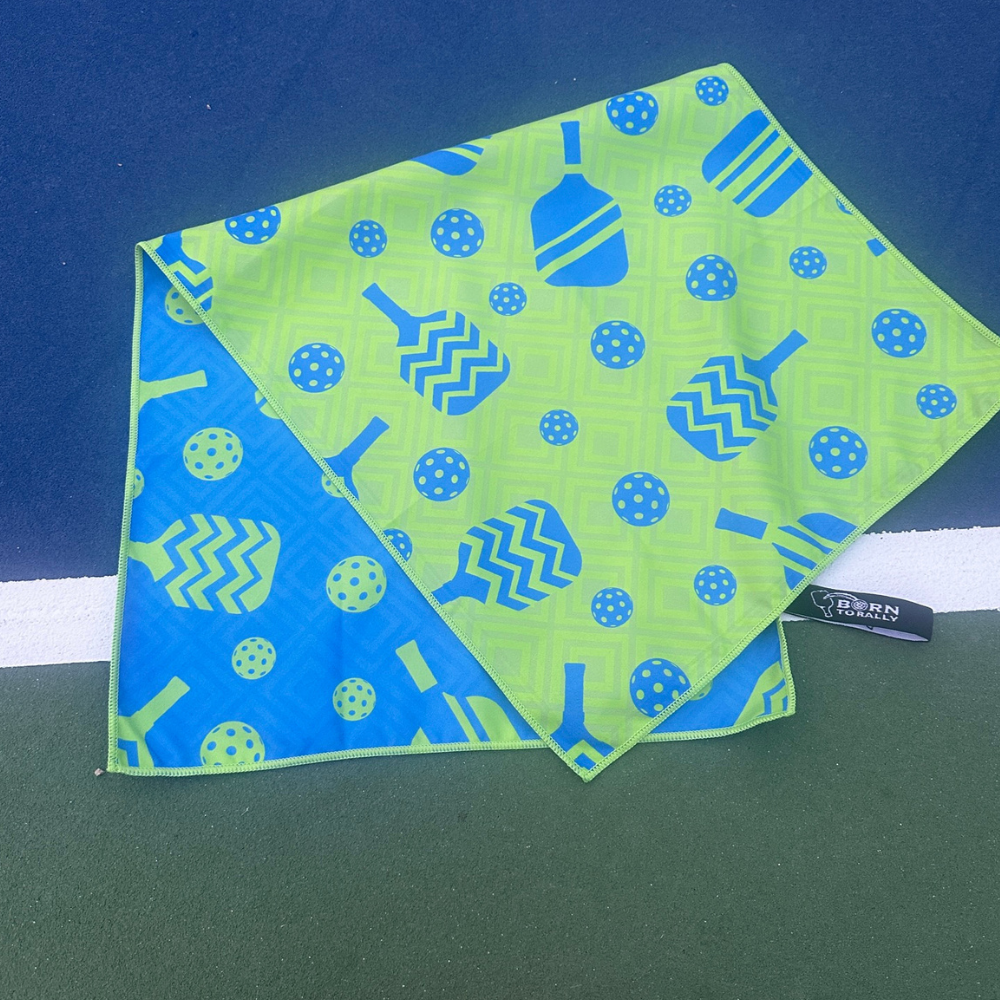 Pickleball Microfiber Towel - Blue/Green - Born to Rally