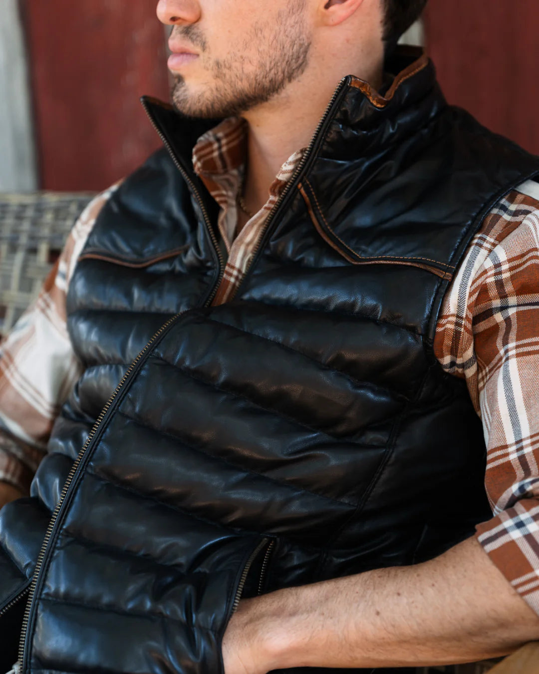 MAVERICK LEATHER VEST - Black