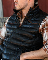MAVERICK LEATHER VEST - Black
