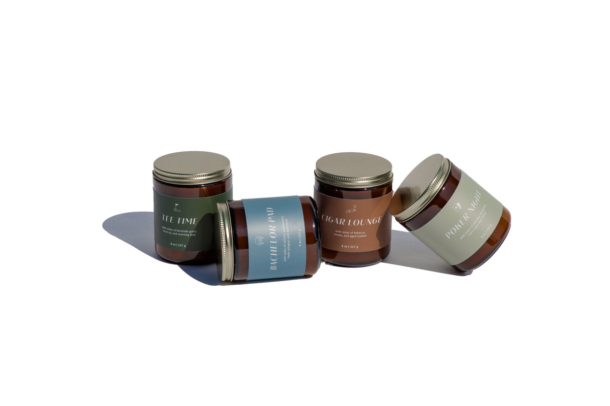 Bachelor Pad | Men's Collection 8oz Soy Candle Amber Jar
