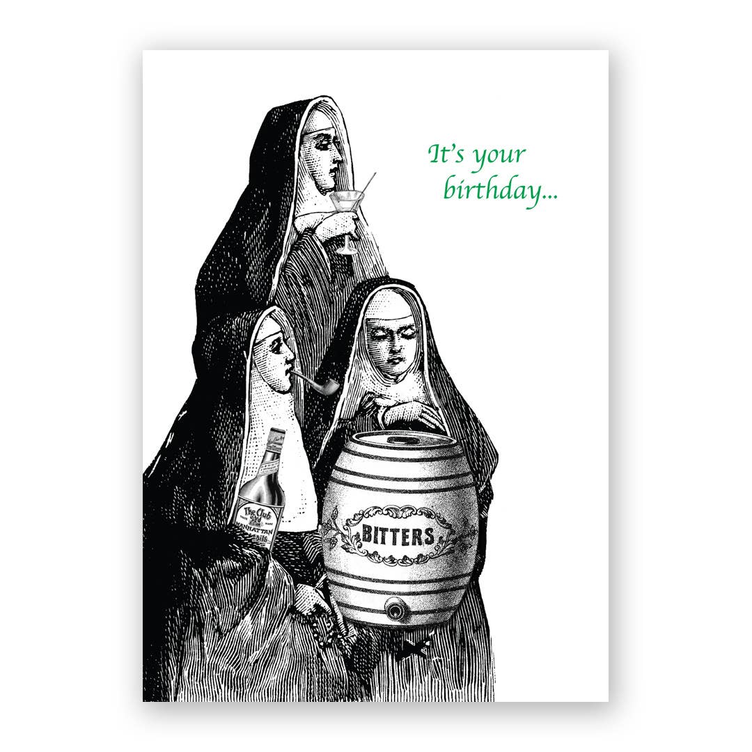 Nuns Birthday Greeting Card-The Mincing Mockingbird