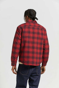 Bowery Quilted Flannel-Red/Mahogany-Brixton