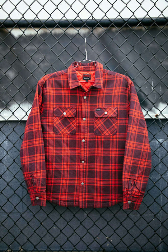 Bowery Quilted Flannel-Red/Mahogany-Brixton