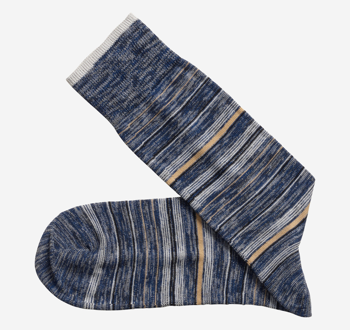 Heather Stripe Socks- Navy- Johnston&Murphy