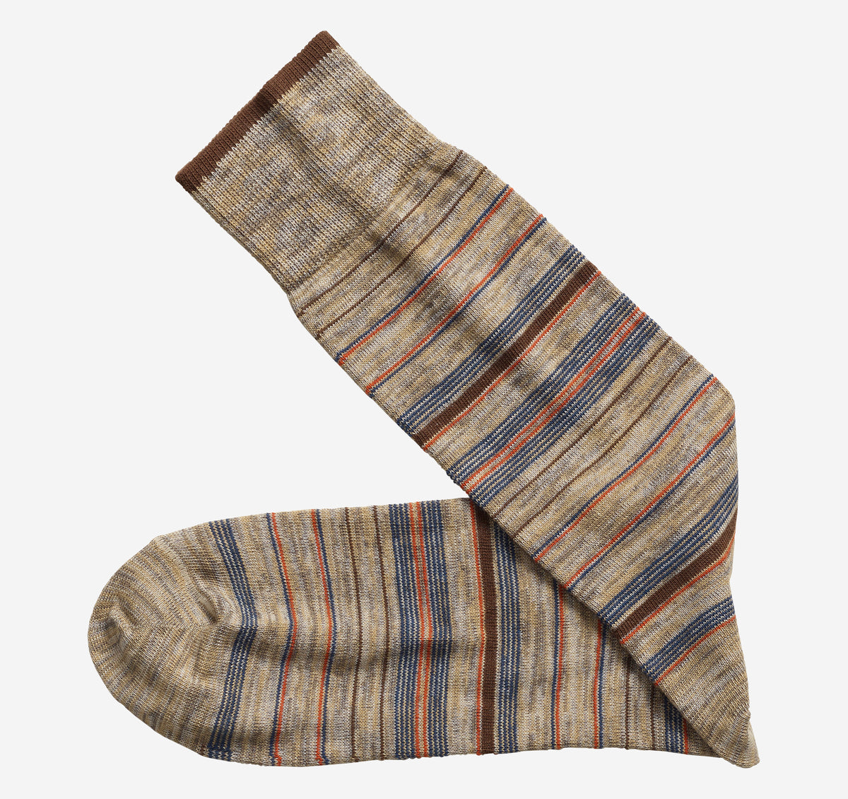 Heather Stripe Socks- Khaki- Johnston&Murphy