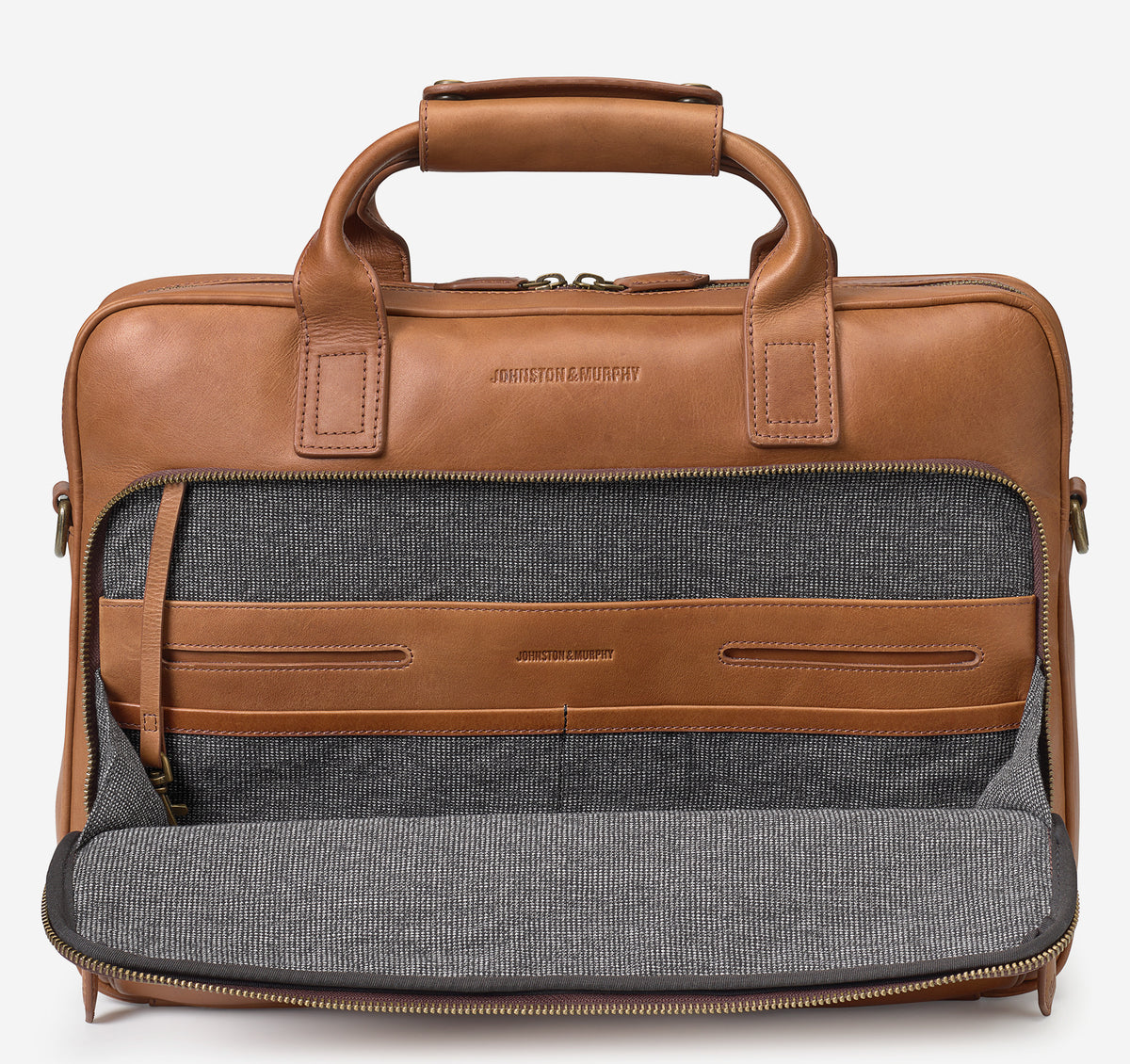 Rhodes Briefcase - Tan Full Grain - Johnston & Murphy