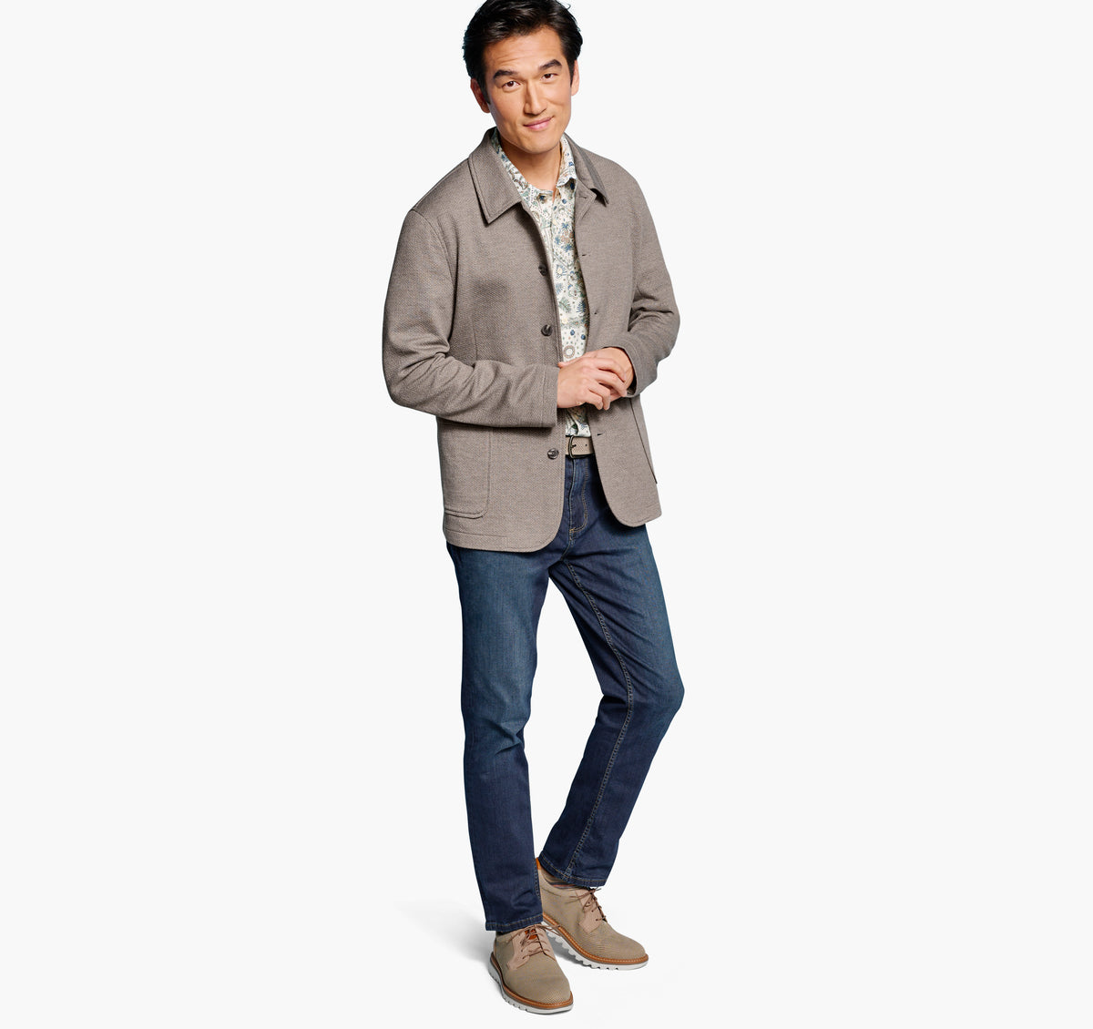 XC Flex® Knit Full-Button Blazer-Tan- Johnston&Murphy