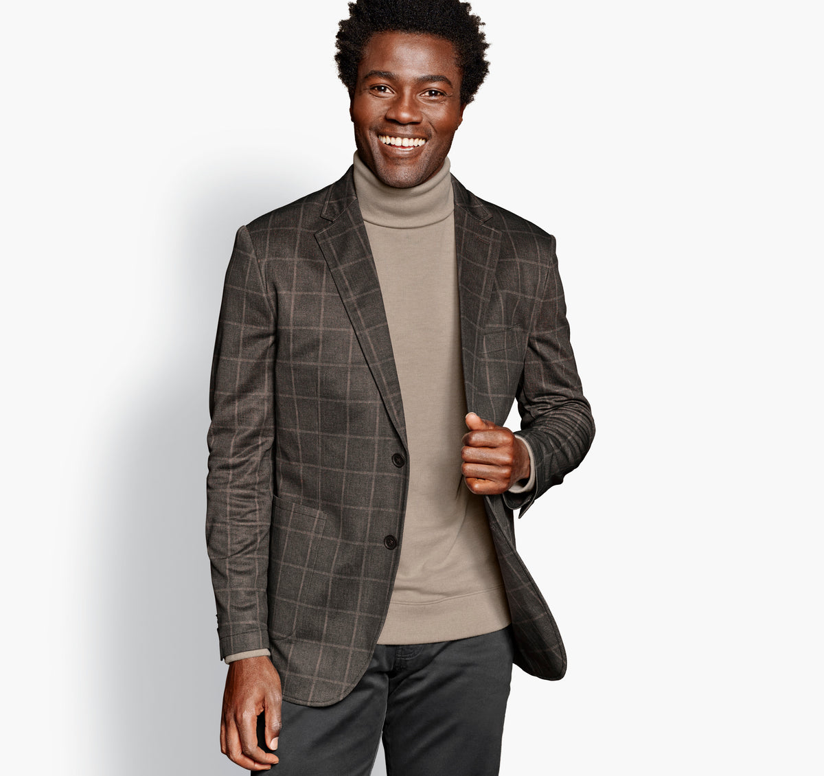 XC Flex Knit Blazer - Brown Plaid