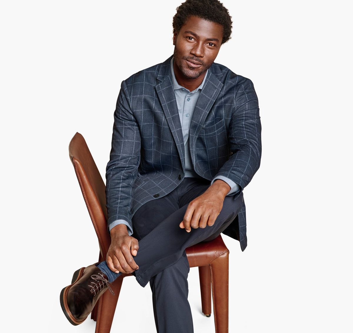 XC Flex® Knit Blazer - Navy Plaid