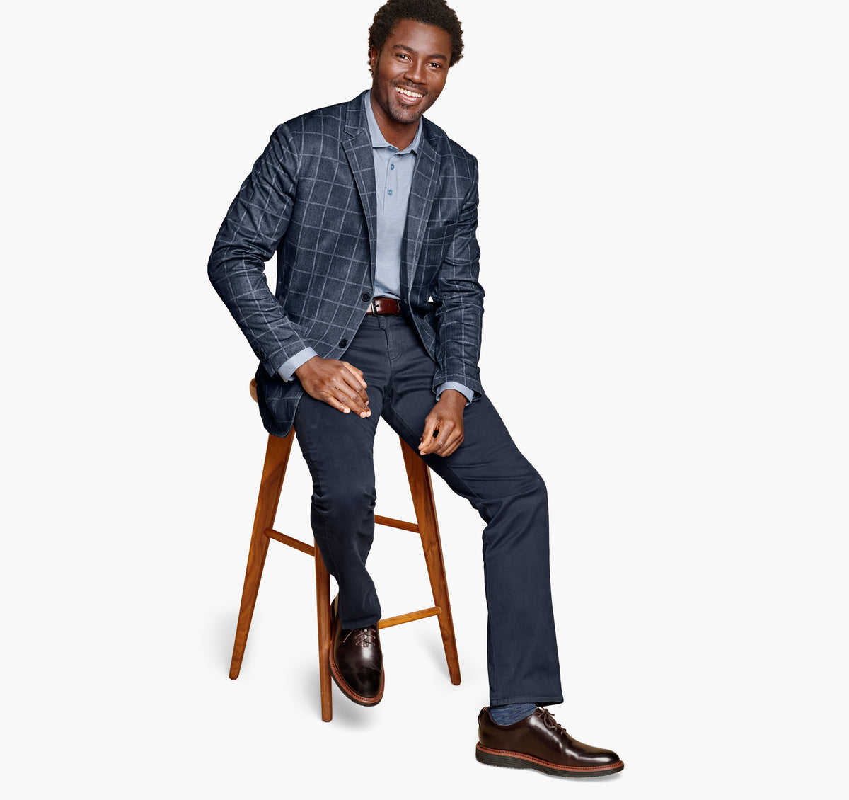 XC Flex® Knit Blazer - Navy Plaid