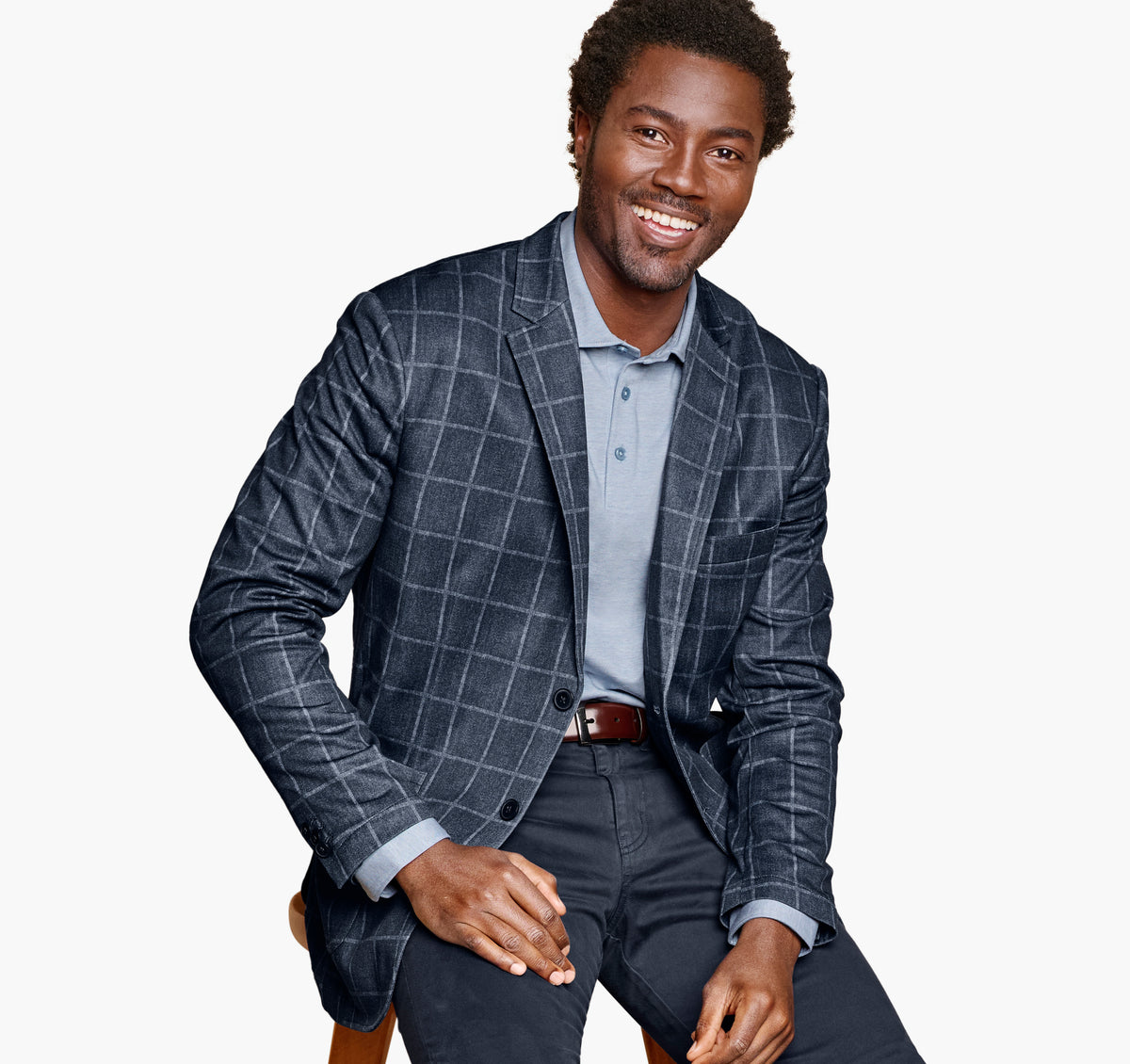 XC Flex® Knit Blazer - Navy Plaid