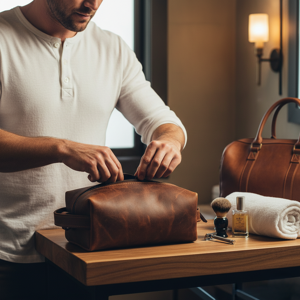 Genuine Leather  Unisex Dopp Kit