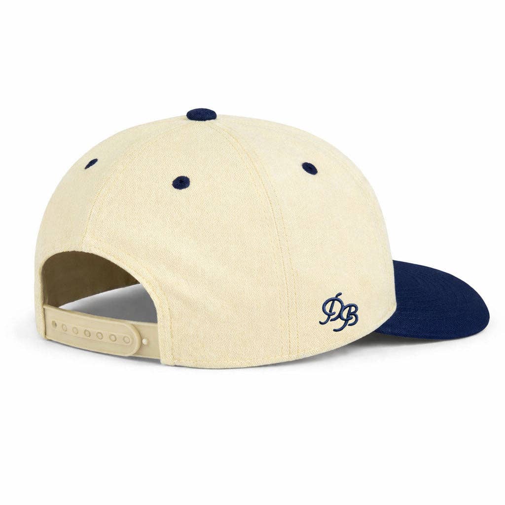 USA Patriotic Snapback Hat - Cream Navy Embroidered