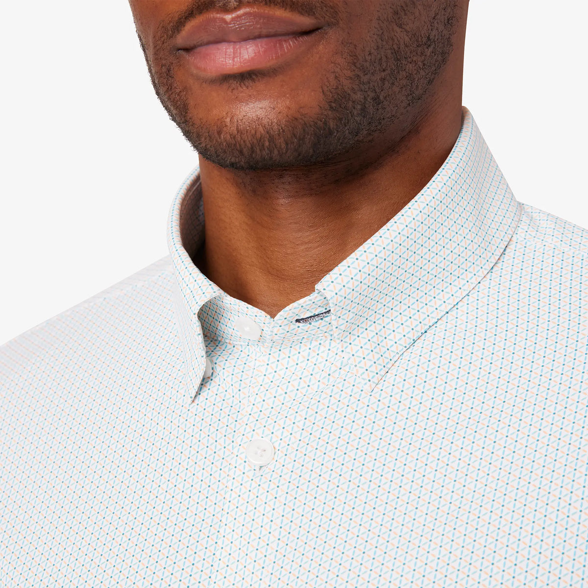 Monaco Dress Shirt - Cyan Triangle Geo