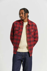 Bowery Quilted Flannel-Red/Mahogany-Brixton