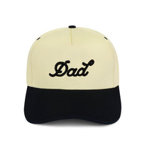 Dad 3D Puff Snapback - Cream Black 5-Panel
