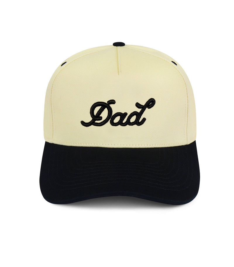 Dad 3D Puff Snapback - Cream Black 5-Panel
