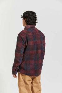 Bowery Arctic Stretch Fleece-Red/Navy Plaid-Brixton