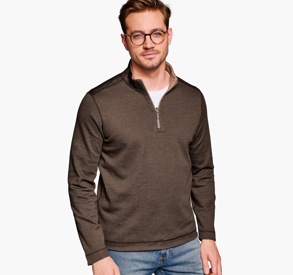 Johnston & Murphy XC4 Performance Reversible Quarter Zip Brown