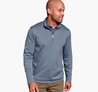 Johnston & Murphy Reversible Quarter Zip-Blue/Brown