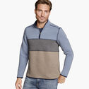 Reversible Colorblock Channel-Quilted Quarter-Zip