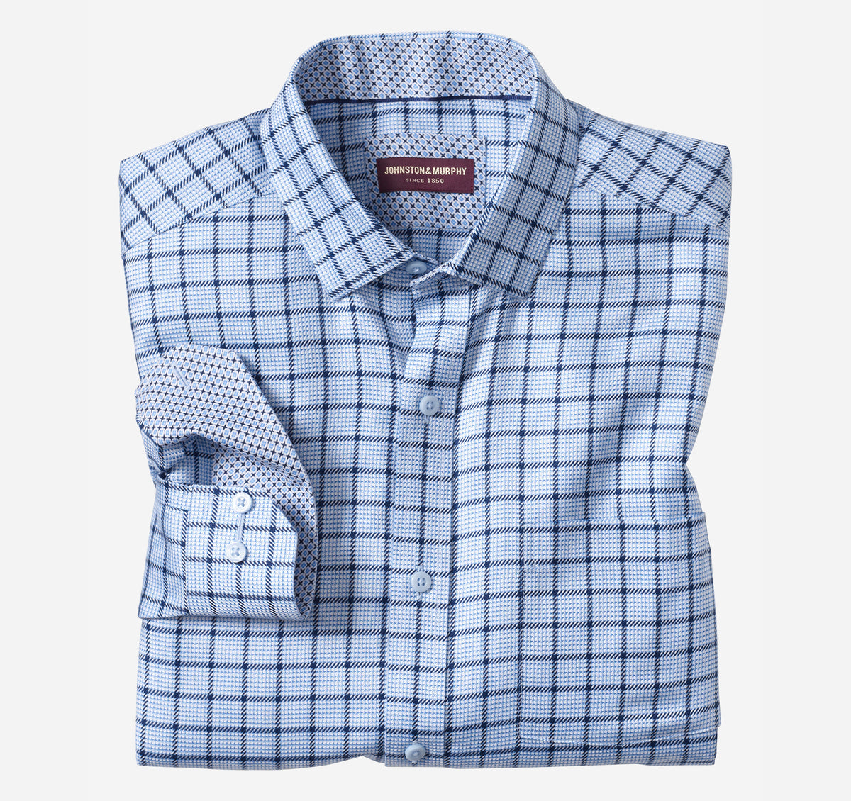 Non-Iron Dress Shirt - Blue Windowpane