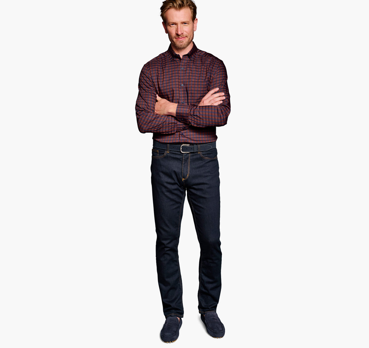 Johnston & Murphy XC4 Sport Two Tone Gingham Long Sleeve