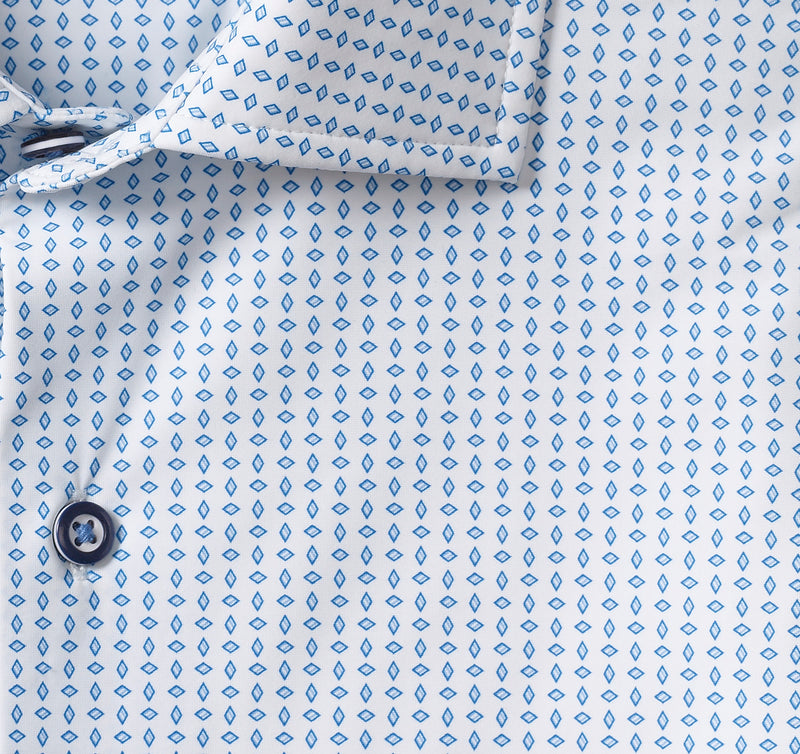 Johnston & Murphy XC4 Long Sleeve Blue/White Diamond Print Shirt