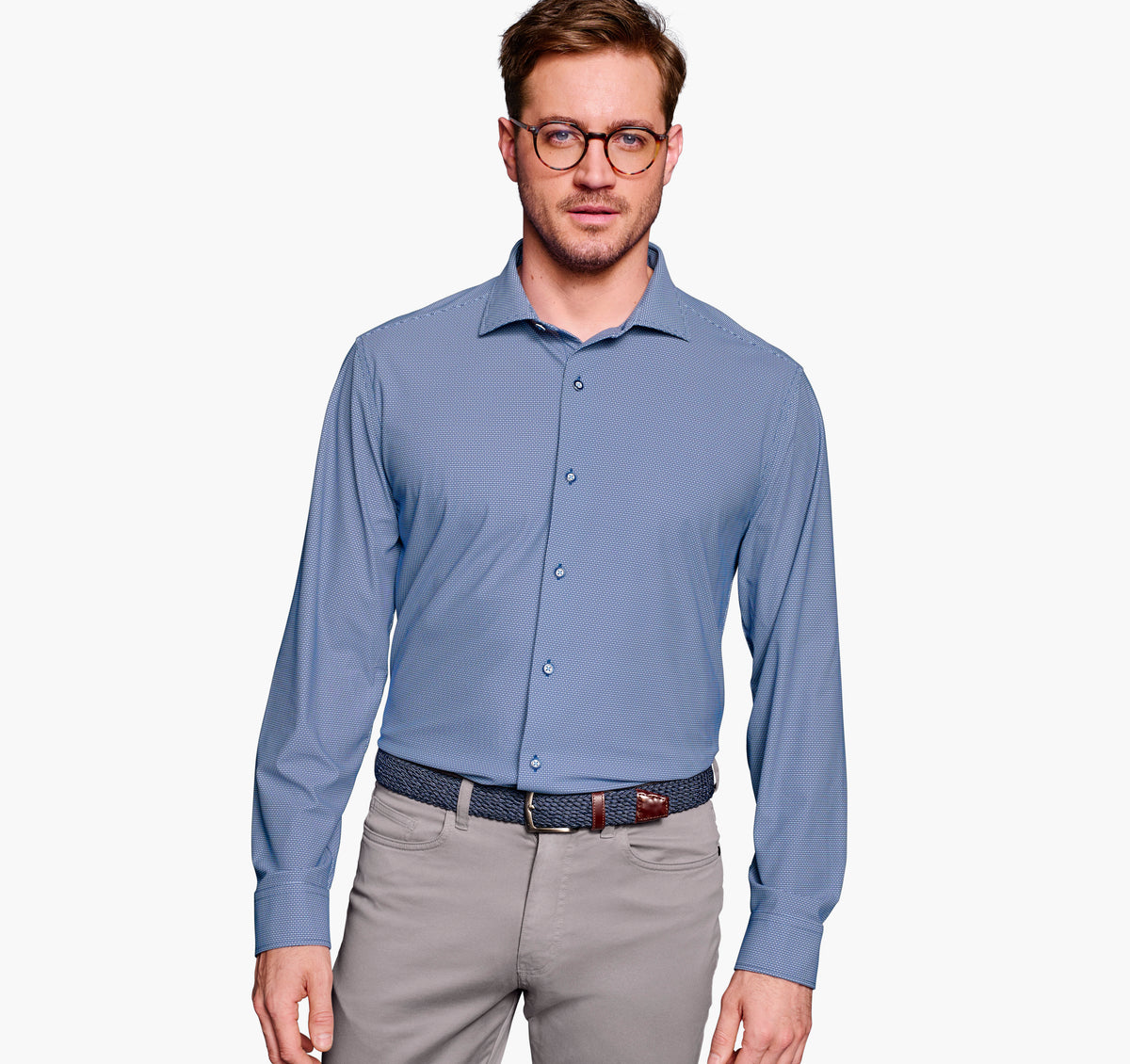 XC4 Motion LS Dress Shirt - Navy Basketweave