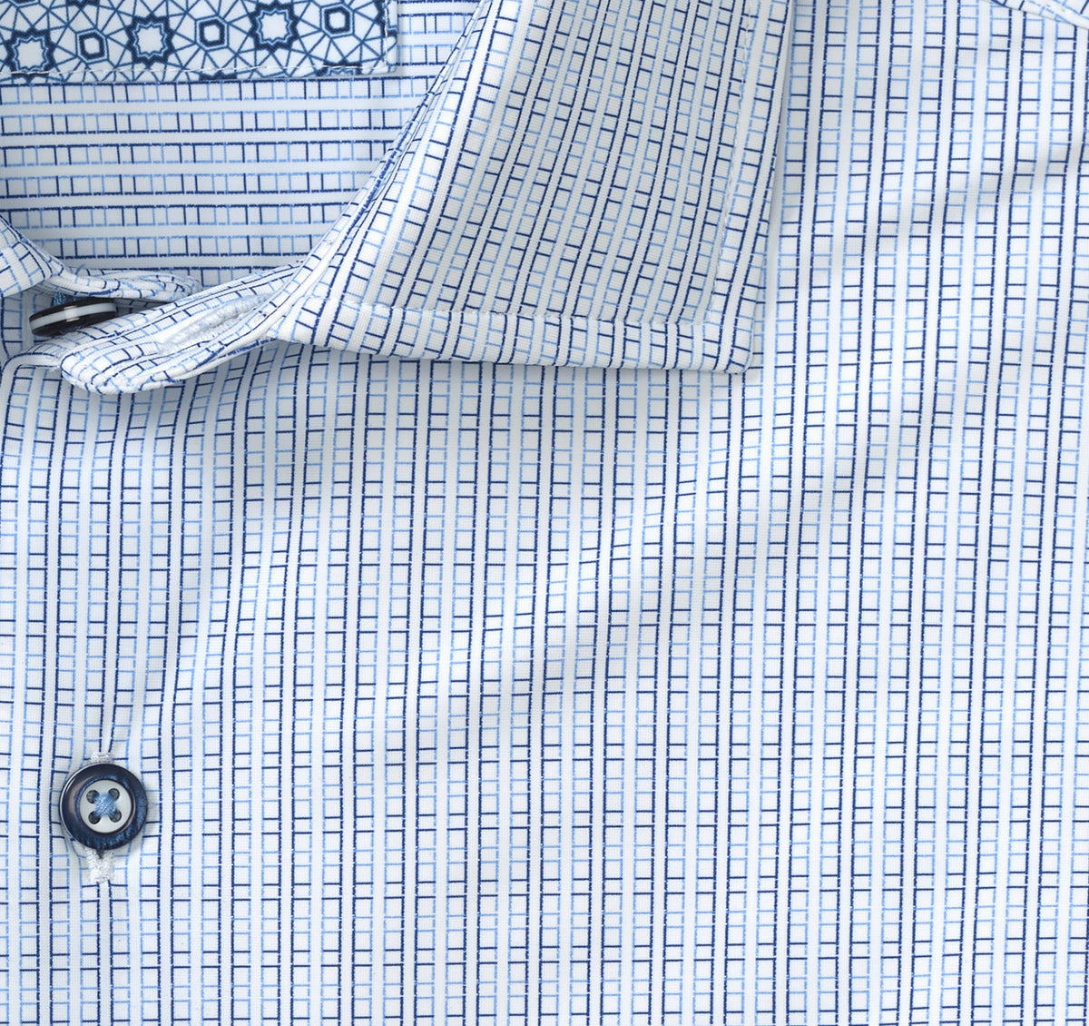 XC4 Motion LS Dress Shirt - White/Navy