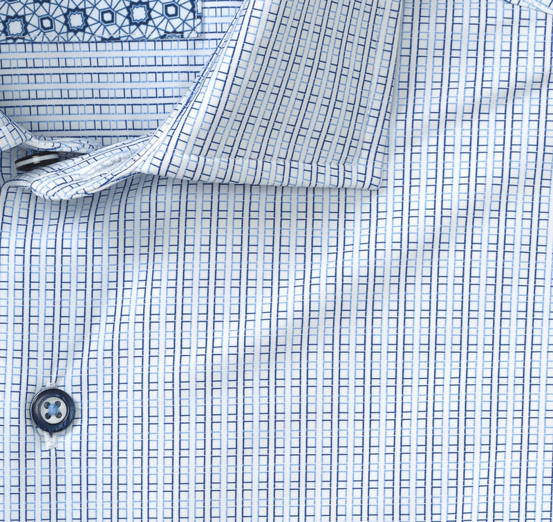 XC4 Motion LS Dress Shirt - White/Navy
