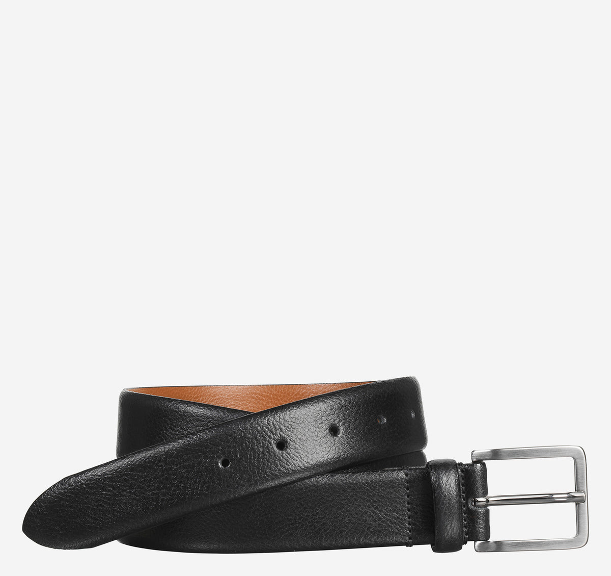 Feathered Edge Dress Belt- Black Italian- Johnston&Murphy