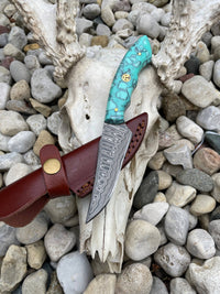 Damascus Hunting Knife Acrylic Handle-Titan Int.