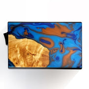Wood and Resin Pop-Up Wallet - Blue/Dark Blue/Coffee