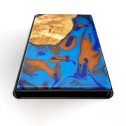 Wood and Resin Pop-Up Wallet - Blue/Dark Blue/Coffee